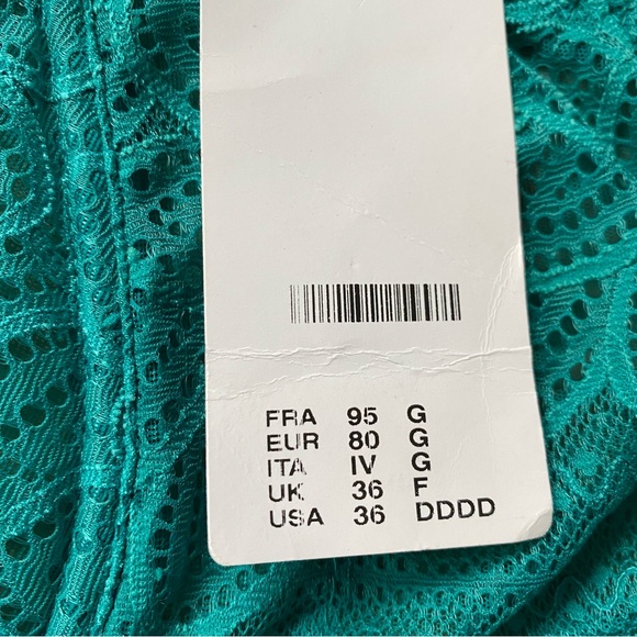 Chantelle NEW Merci Demi Bra Jet Green Lace Underwire Sz 36G - Picture 8 of 8